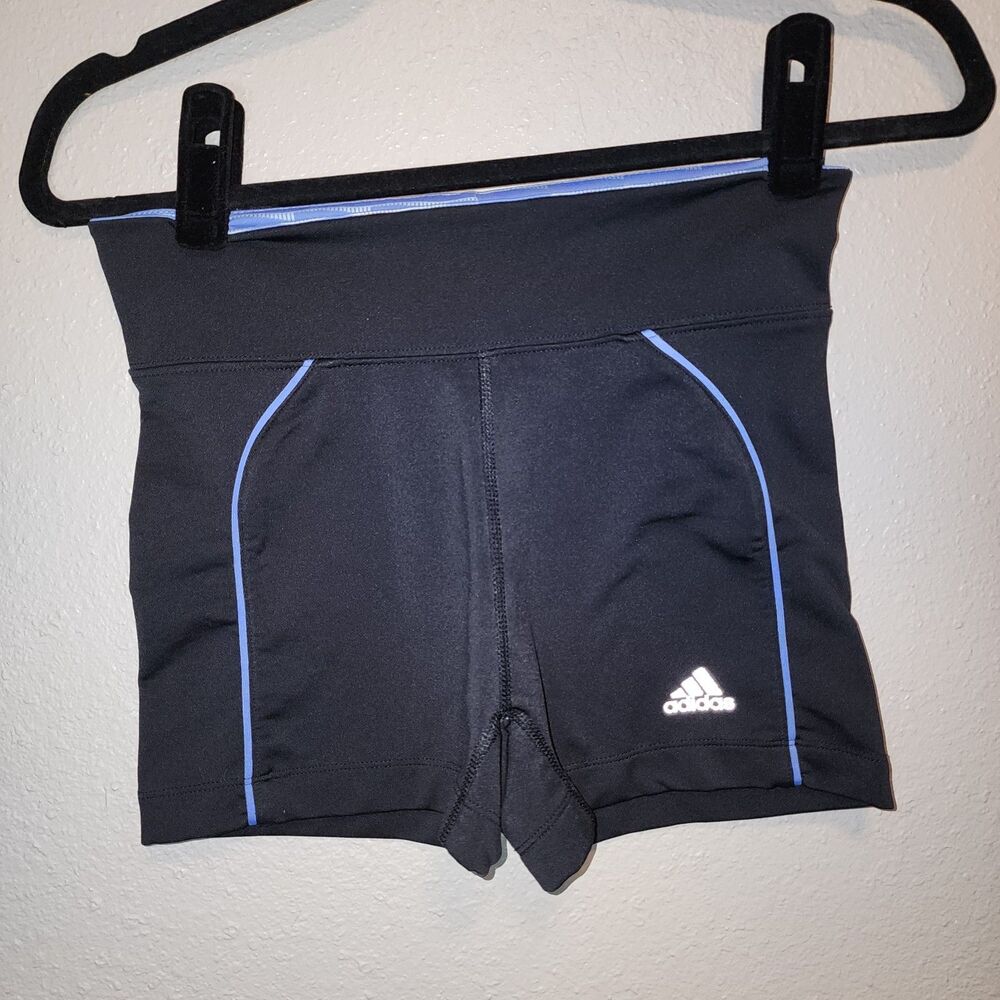 Vintage adidas Women's Athletic Compression Shorts with Blue Piping